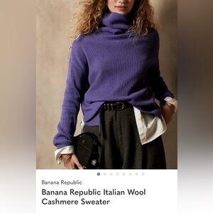 Banana Republic Italian Wool-Cashmere Women's Turtleneck Sweater in Deep Purple